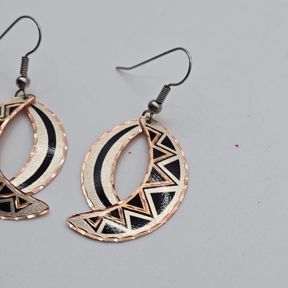 Crescent Moon Cooper Earrings Dangle Tribal Elegant Womens Fashion‎ Jewelry - Picture 5 of 8